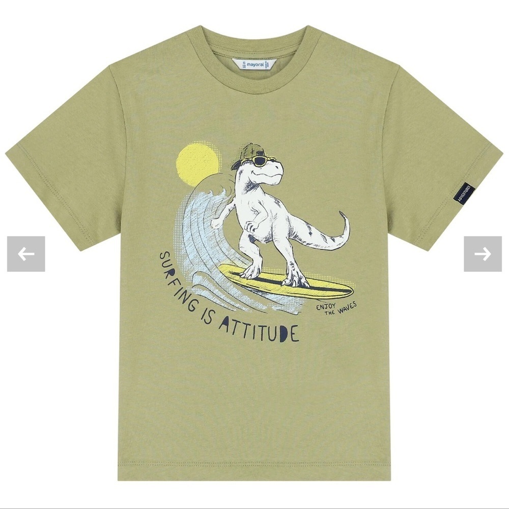 Mayoral Boys Green Dinosaur Graphic T-Shirt | Size 3T